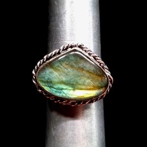 102 NWT Labradorite gemstone crystal 925 silver ring size 9.5 free shipping sale